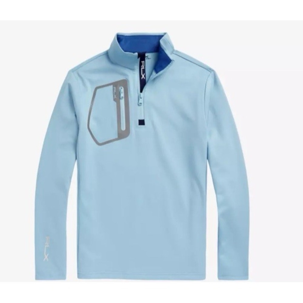 Polo Ralph Lauren Boy Size 5 RLX Performance Jersey Quarter Zip Pullover LT Blue